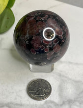 Load image into Gallery viewer, Garnet in Astrophyllite Sphere / Arfvedsonite
