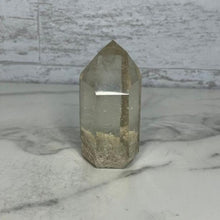 Load image into Gallery viewer, Citrine Lodolite Crystal Point with Record Keepers / Garden Quartz / Intention Setting / Manifestation / Meditation Altar / Prosperity Tower
